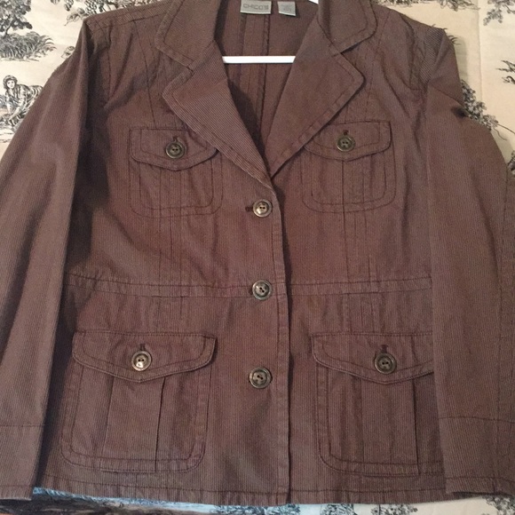 Chico's Jackets & Blazers - Chico’s Brown Pin-Stripe Stretchy Jacket Sz 2 (L)